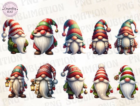 3D Christmas Gnomes Clipart Bundle: Illustrations for Handmade Sellers