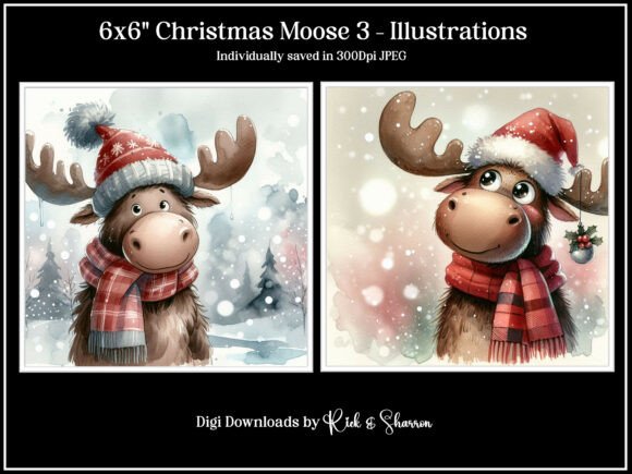 6x6 Christmas Moose 9-12- JPEG Illustrations