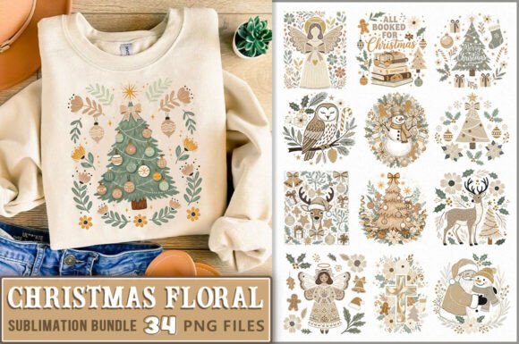 Christmas Boho Floral PNG Bundle Review: A Vibrant Design Asset for Holiday Branding
