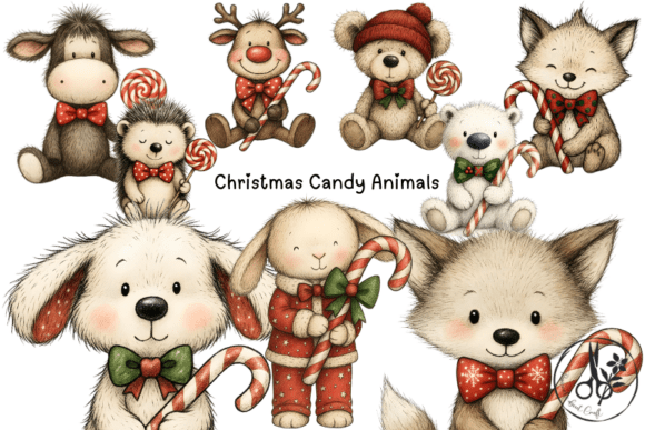 Christmas Candy Animals Clipart: A Festive Illustration Asset for Creative Projects