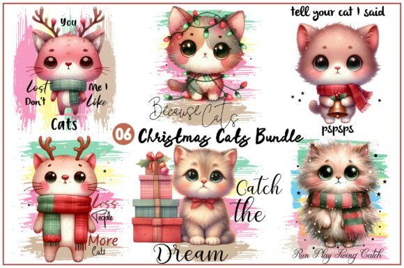 Christmas Cats Bundle: Festive Illustrations for Editorial Design