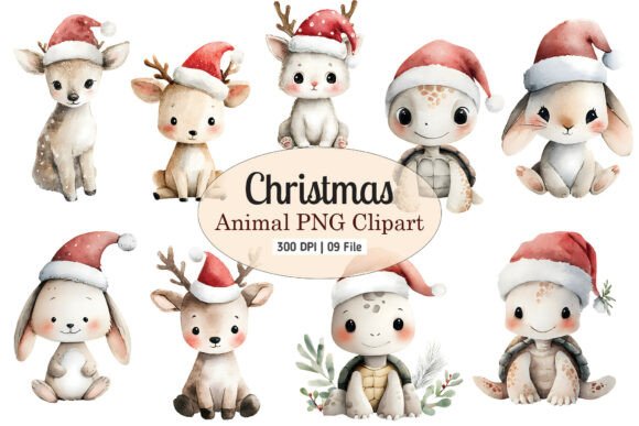 Christmas Cute Animal PNG Clipart: A Festive Graphic Design Asset for Local Business Branding