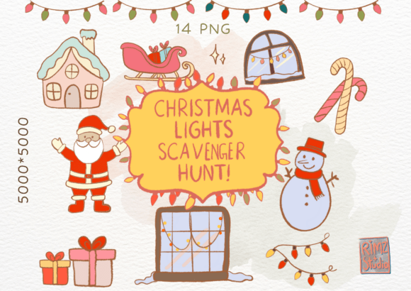 Christmas Lights Scavenger Hunt Cliparts