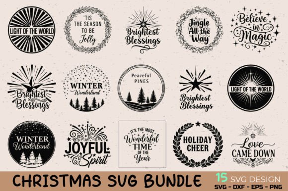 Christmas Round Badge SVG Bundle: A Festive Graphic Design Asset for Creative Projects