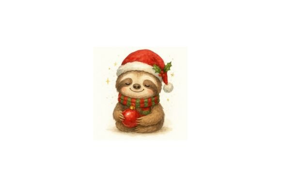 Christmas Sloth PNG File: A Festive Illustration for Creative Sellers