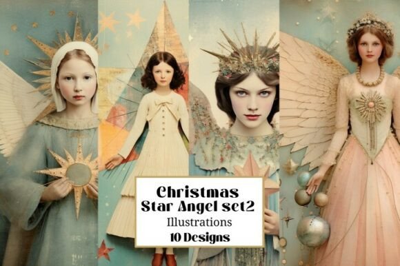Christmas Star Angel Illustrations Set 2: A Festive Design Asset Review