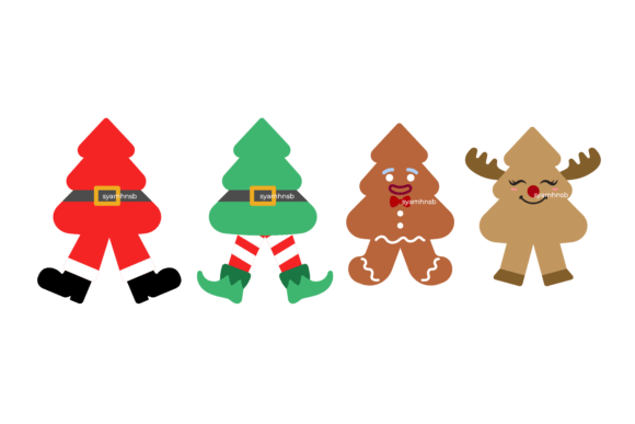 Christmas Tree Character Bundle: A Festive Illustration for Local Business Branding