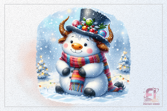 Christmas White Winter Cow Cute Calf PNG for Illustrations