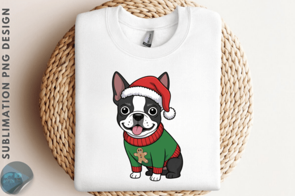 Crochet Yarn Christmas Boston Dog PNG Review