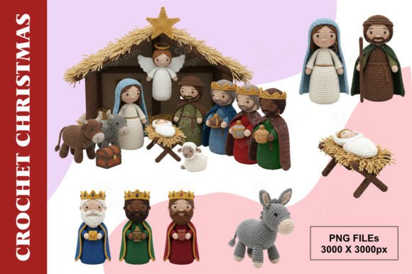 Cute Christmas Nativity Clipart Set for Illustrations and Design