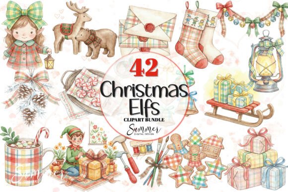 Festive Christmas Elfs Clipart Set Review for Real Design Projects