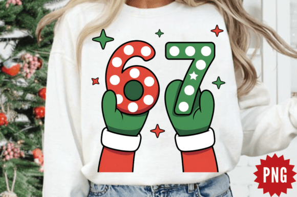 Funny Christmas 67, Six Seven Santa PNG for Seasonal Illustrations