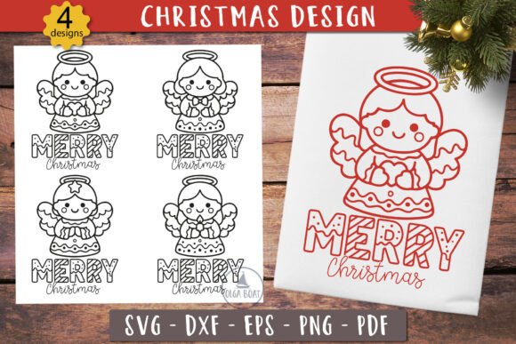 Gingerbread Angel Merry Christmas SVG: Festive Illustrations for Local Business Branding