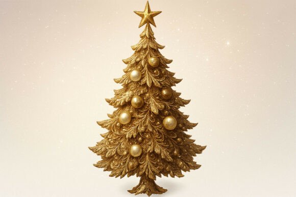 Luxury Gold Foil Christmas Tree PNG: A Designer’s Take on This Festive Illustration