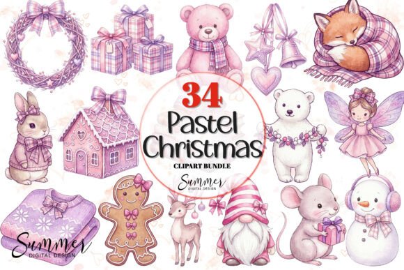 Pink Christmas Pastel Illustrations for Modern Branding Campaigns