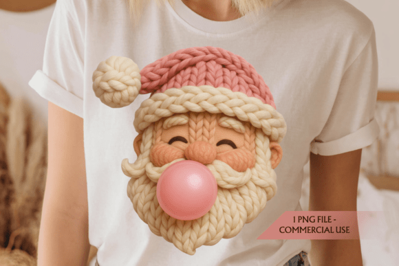 Pink Santa Faux Yarn PNG for Holiday Embroidery Projects