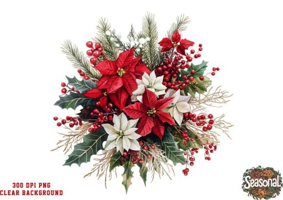 Red Ribbon Christmas Bouquet PNG Review for Illustrations