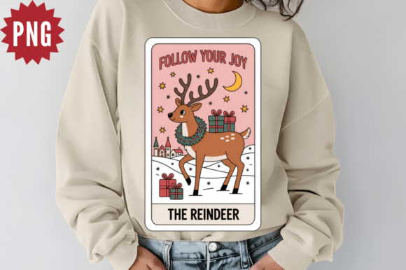 Reindeer Christmas Tarot Card Clipart PN: Seasonal Illustrations for Local Brands