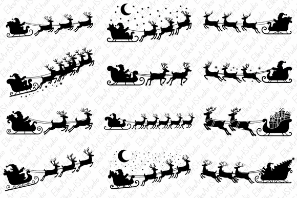 Santa s Sleigh PNG Christmas Bundles Illustrations