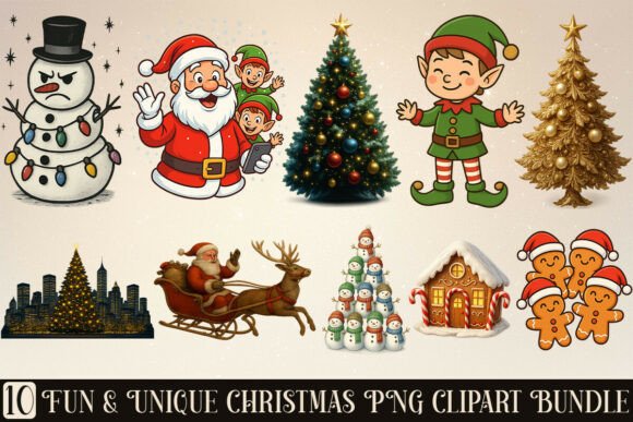 Unique Fun Christmas Clipart PNG Bundle Review for Marketing and Branding