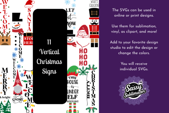 Vertical Christmas Sign 11 SVGs Review