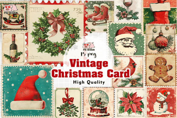 Vintage Christmas Card PNG: A Timeless Graphic Design Asset for Editorial and Web Publishing