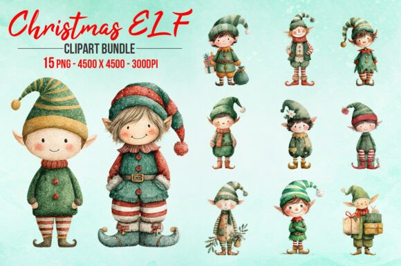 Watercolor Christmas ELF Clipart Bundle Review: A Festive Illustration Asset for Creative Projects