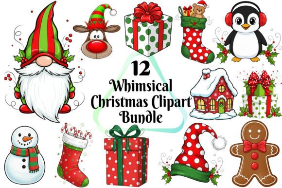 Whimsical Christmas Clipart Bundle PNGs
