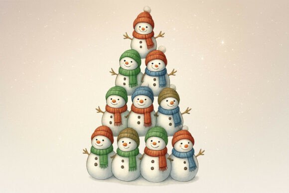 Whimsical Snowman Christmas Tree PNG: A Festive Graphic Design Asset for Content Creators